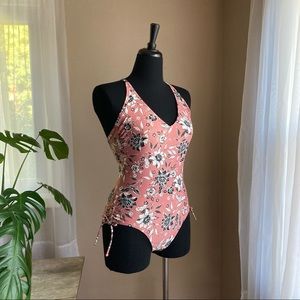 Kona Sol B/W Floral on Pink One Piece Swim Suite